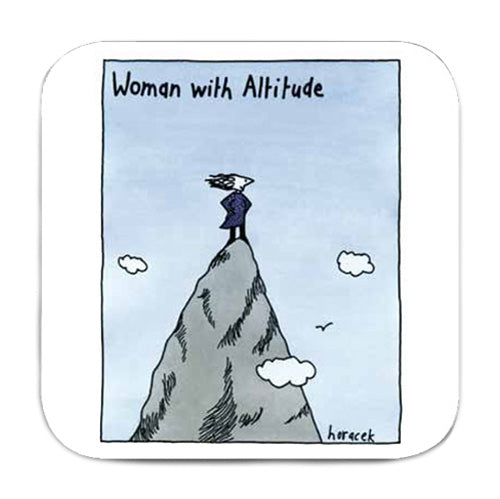 WOMAN WITH ALTITUDE COASTER