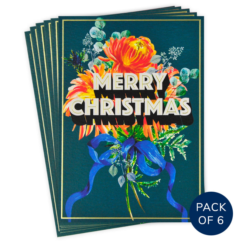 MERRY CHRISTMAS BOW (PACK OF 6)